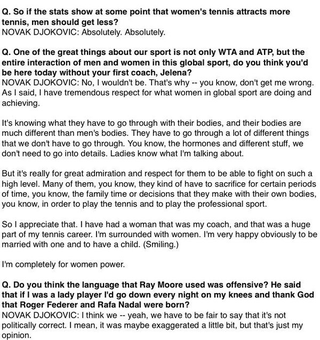 Illustration for article titled Novak Djokovic Stumbles Into Some Thoughts About Women's Tennis